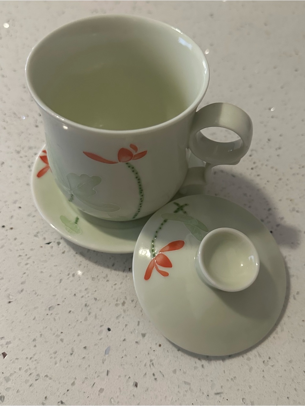 Pretty Teavana Tea Mug with Lid & Plate